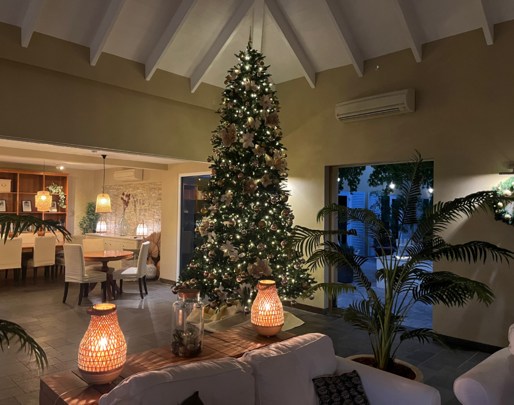 Bayside Boutique Hotel decorated for Christmas in Curacao